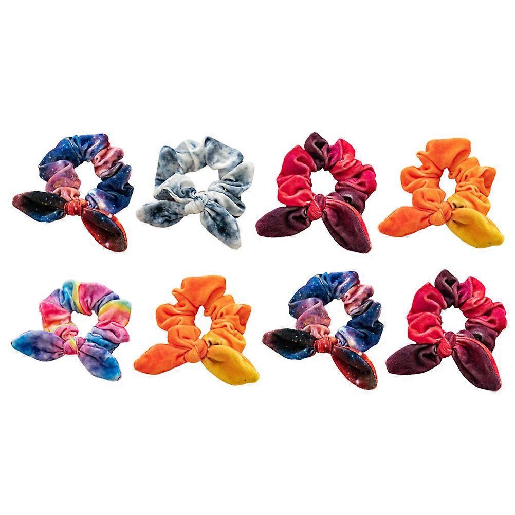8PCS Elastic Hair Scrunchies for Women, Durable Cloth Ponytail Holders with Comfortable Fit and Fashionable Rabbit Ear Design