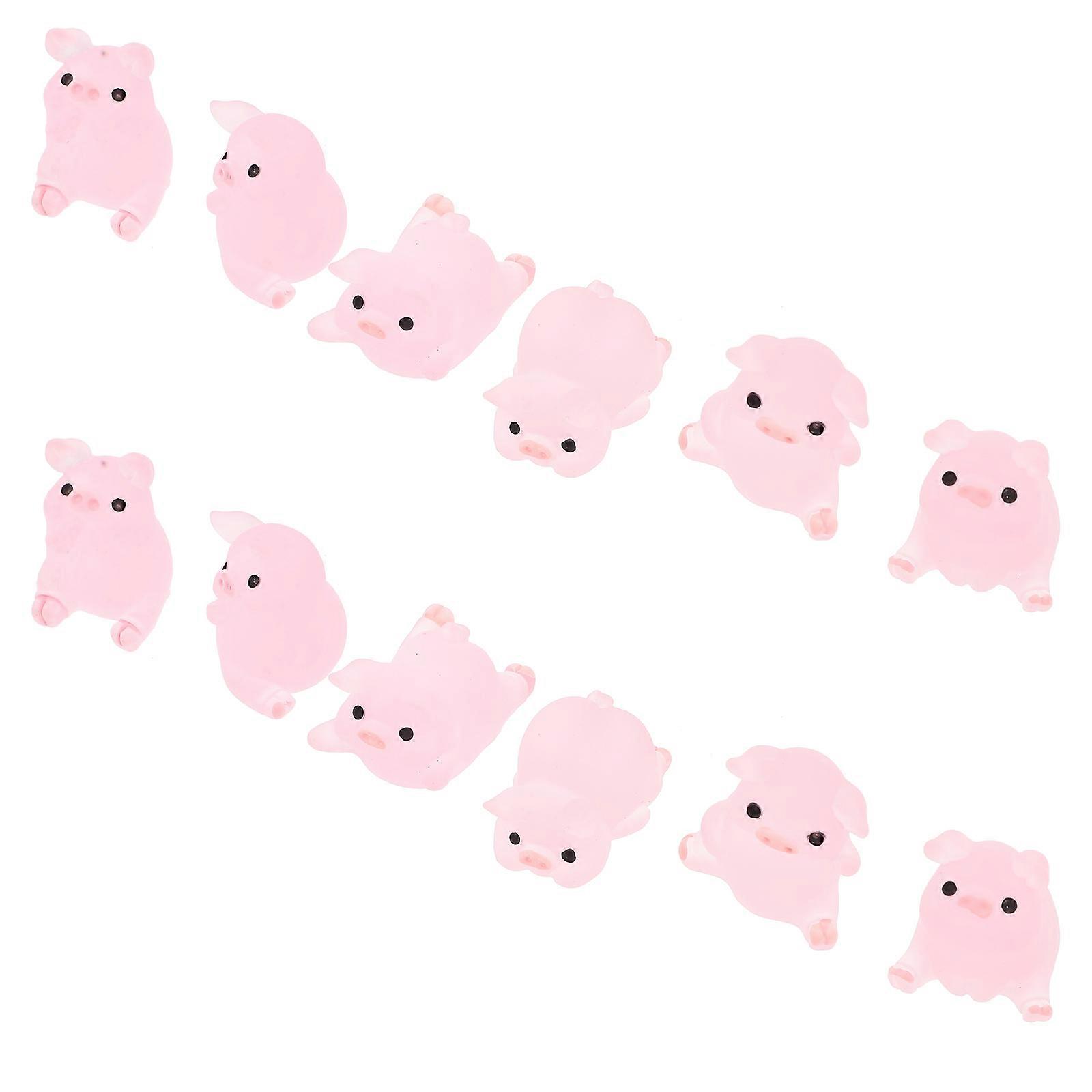 Pink Resin Pig Charms for DIY Craft Materials with Details and Bright Color Design 12 Pieces