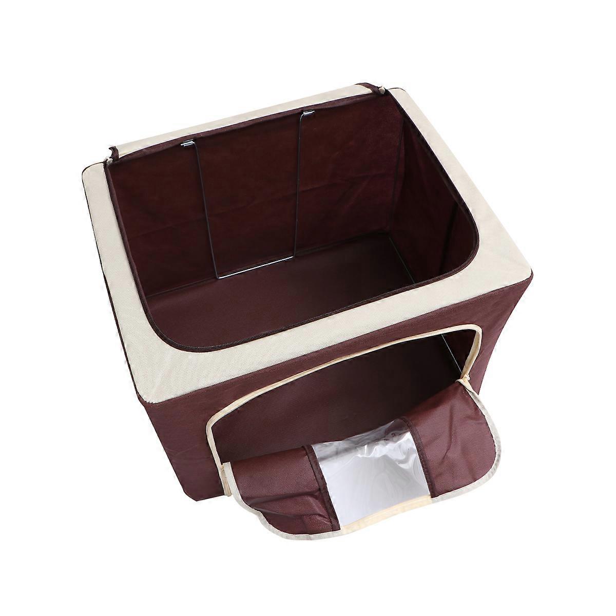 Foldable Sorting Box for Clothes Made of Nonwoven Fabric and Steel Rack Dark Brown 75L