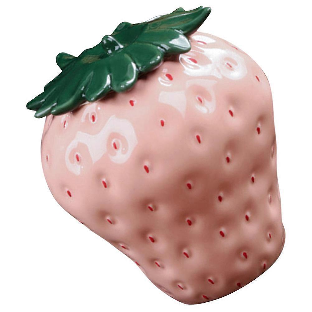 Moisture-Proof Strawberry Shape Ceramic Canister For Kitchen & Living Room Use 320ml 1Pack