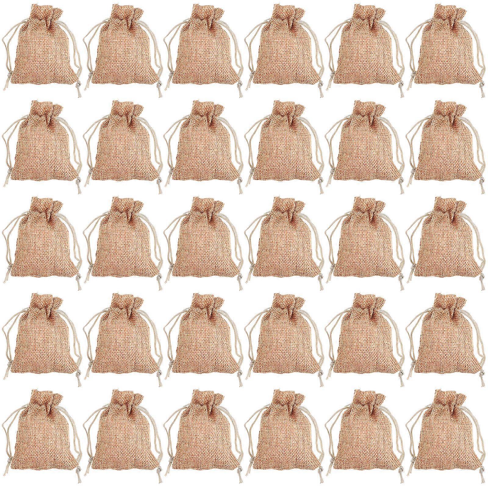50Pcs Linen Sack Bags For Everyday Use Party Favors Jewelry Drawstring Storage Light Brown