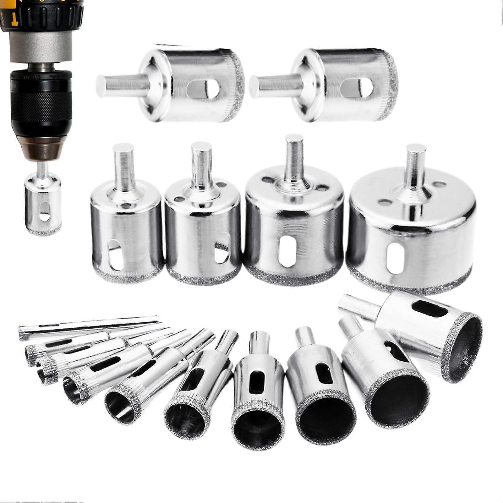 Drill Bit Set, 16-Piece Ceramic Drill Bits, Tile Hole Cutter, Carbon Steel, For Vases And Bottles, Granite Stone