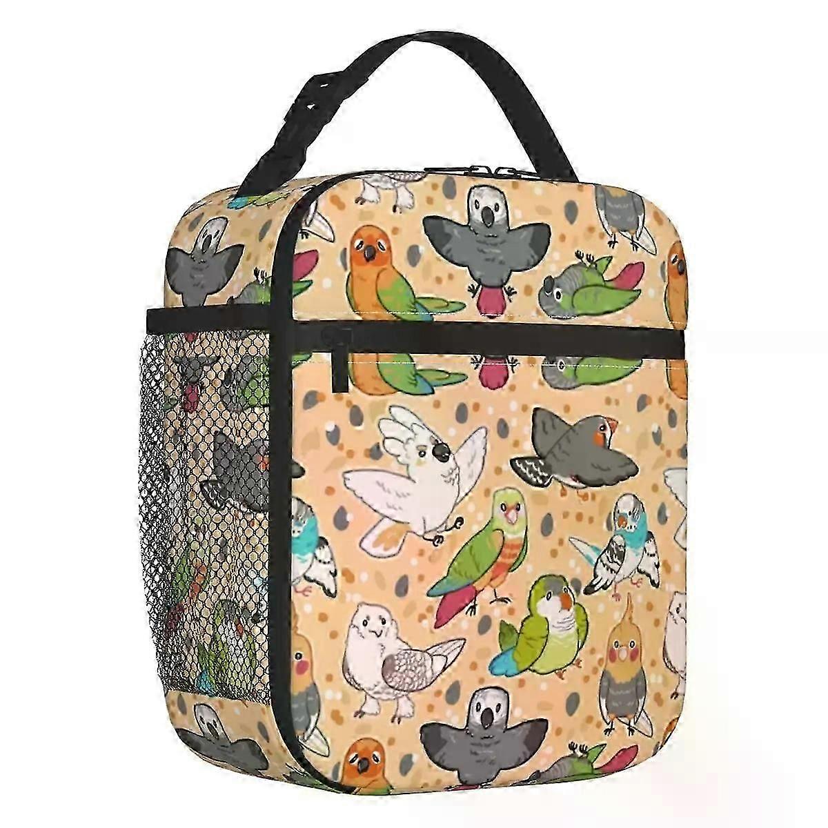 i4887ペットの鳥ポータブルランチボックス女性防水オカメインコセキセイインコオウムサーマルクーラー食品断熱ランチバッグ事務作業swg4119
