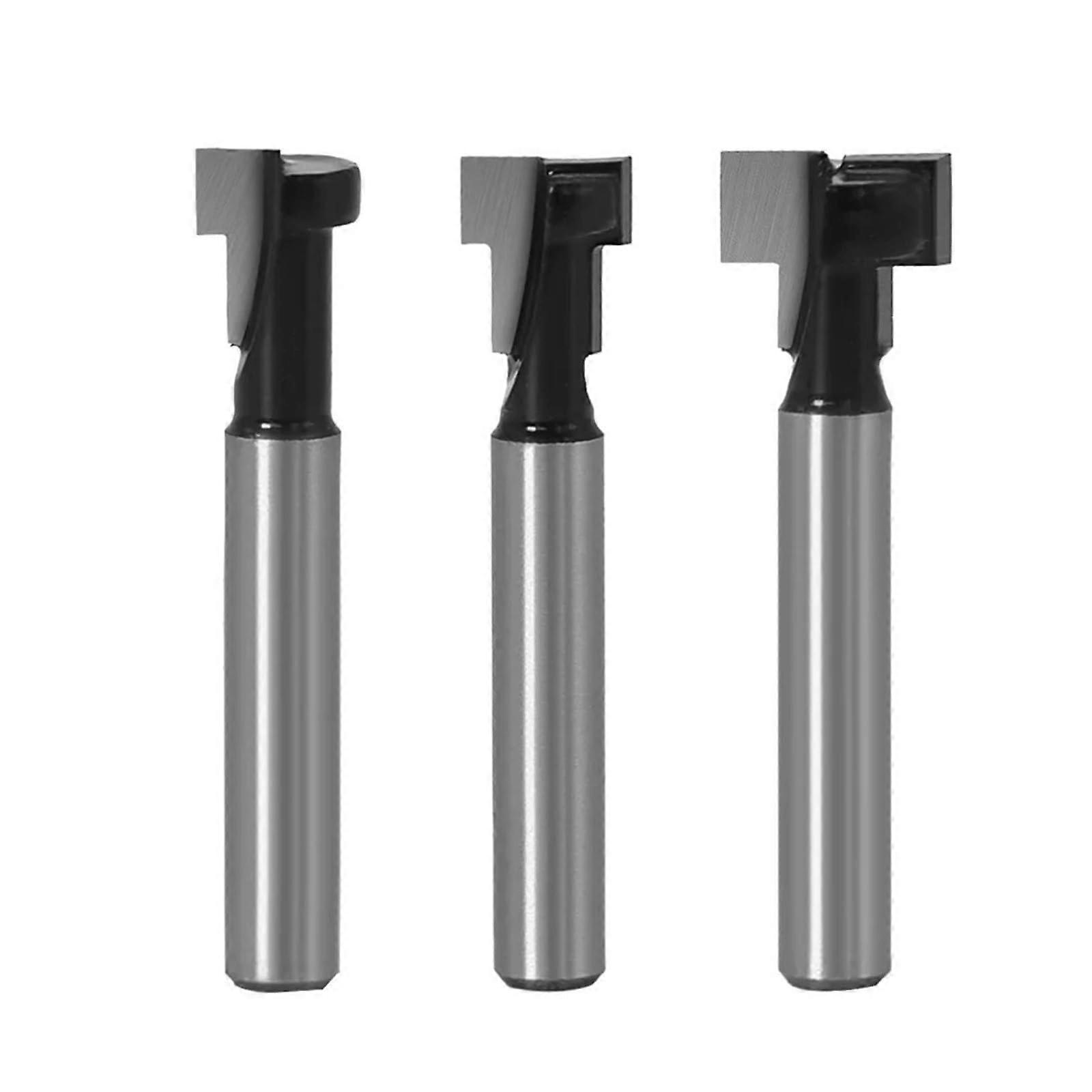 T-Slot Router Bit Set, 1/4-Inch Shank, 6 mm T-Slot Cutter, 3-Piece Woodworking Milling Bits