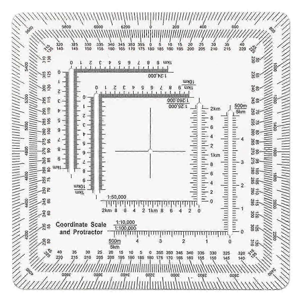 Square Coordinate Scale Protractor For Land Navigation, Style Utm/mgrs Coordinate Scale