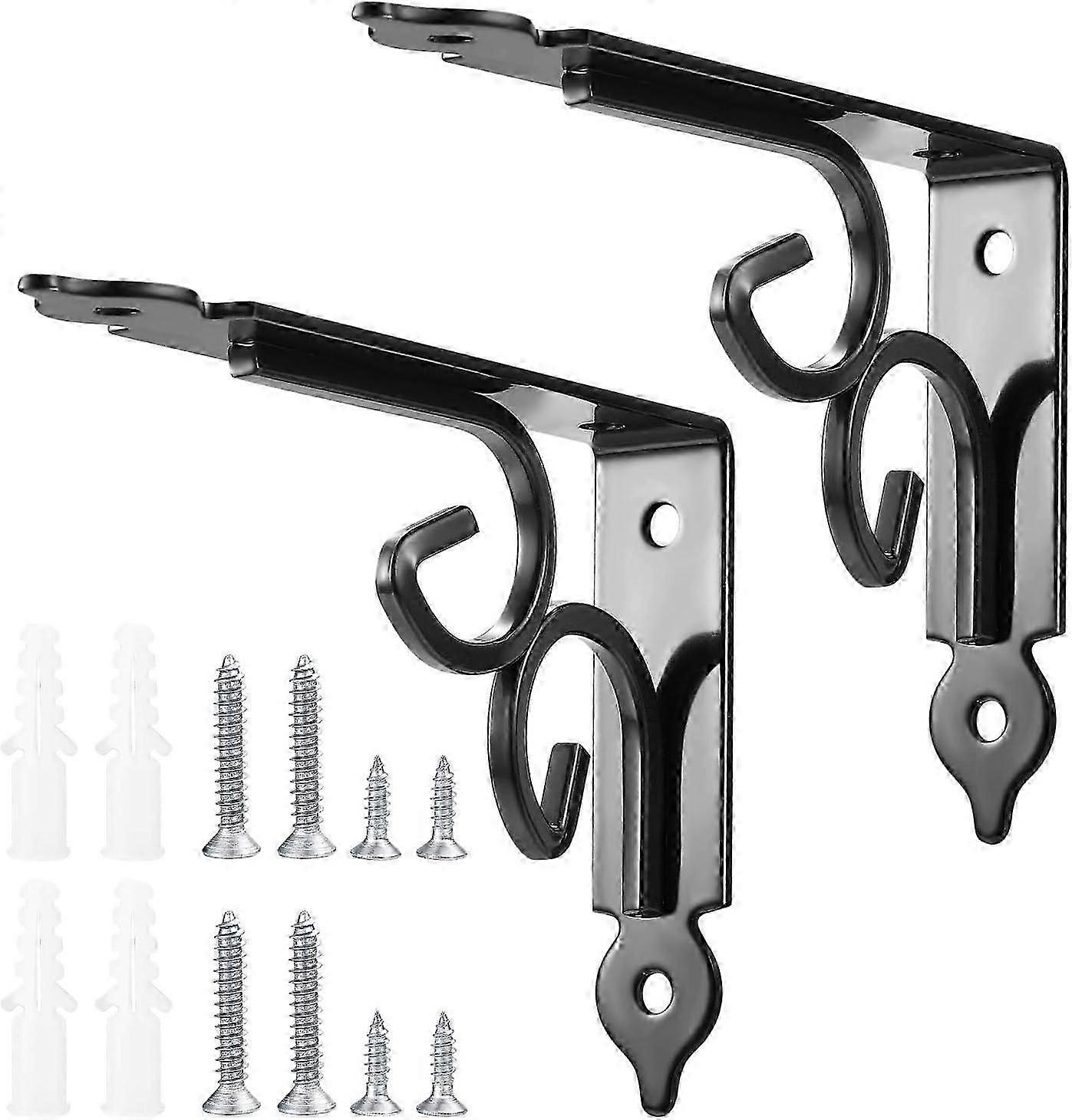 Pieces Wall Shelf Bracket, Wall Shelf Brackets, 90 Degree Triangular Fixing Bracket, Metal Angle Bracket for Bookshelf, Kitchen - Black