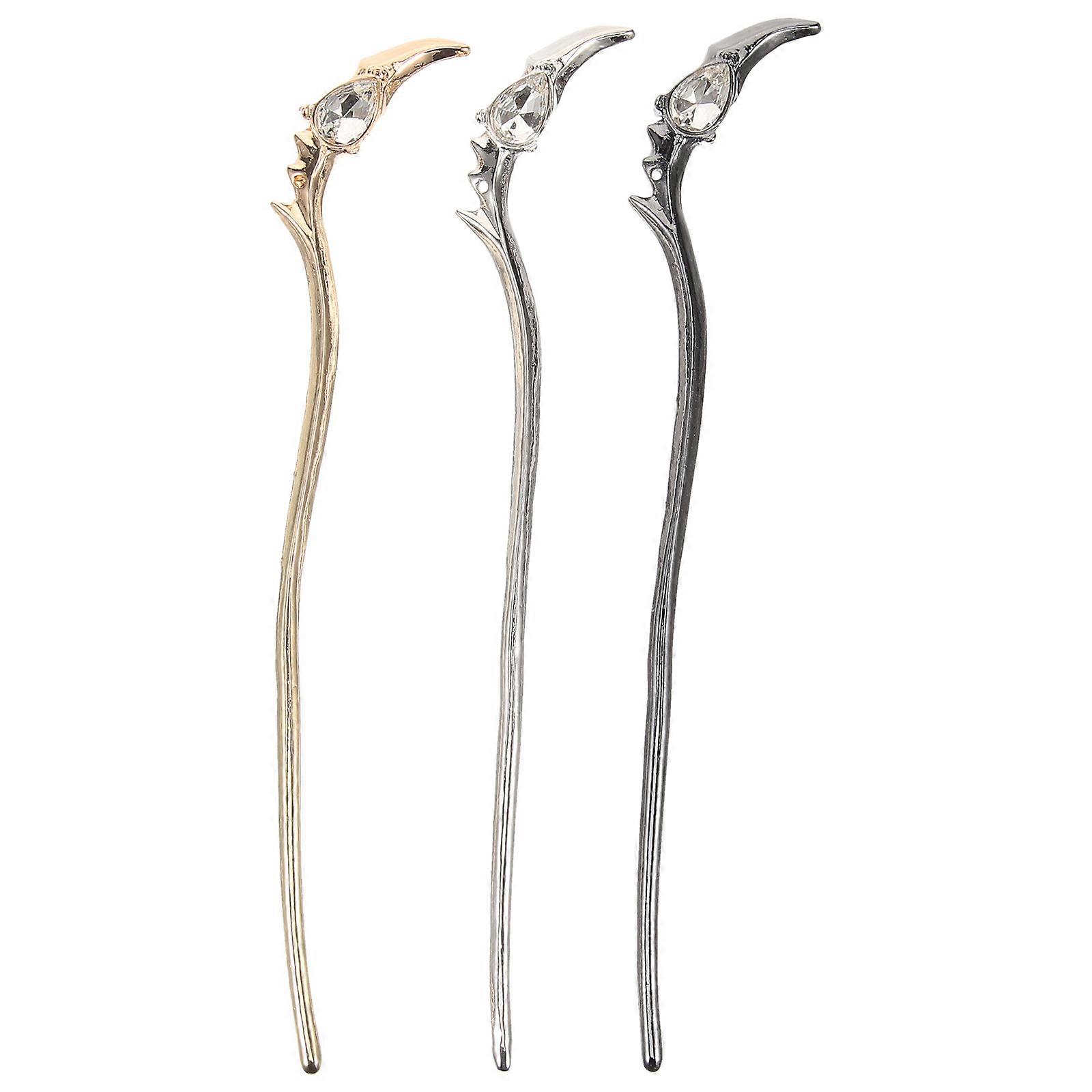 3pcs Traditional Chinese Hair Sticks with Alloy Material for Secure Grip and Versatile Use in Hanfu