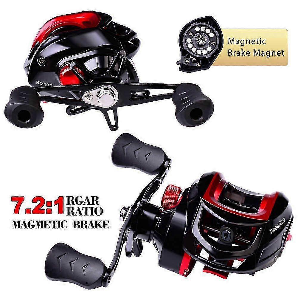 Baitcasting 3+1BB Fishing Reel Fly Lure Cast Trolling Reel 7.2:1 Le...