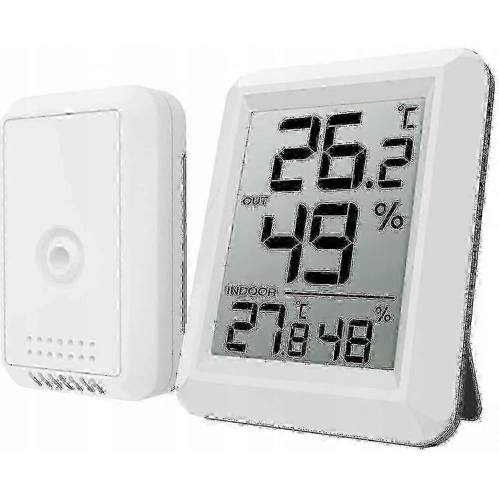 Higrômetro Termômetro Interno e Externo Sem Fio com Monitor de Temperatura e Umidade - Branco