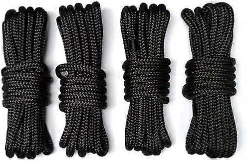 Double Braid Boat Dock Line 4 Pack 3/8" x15 Feet Mooring Lines Nylon Rope Black