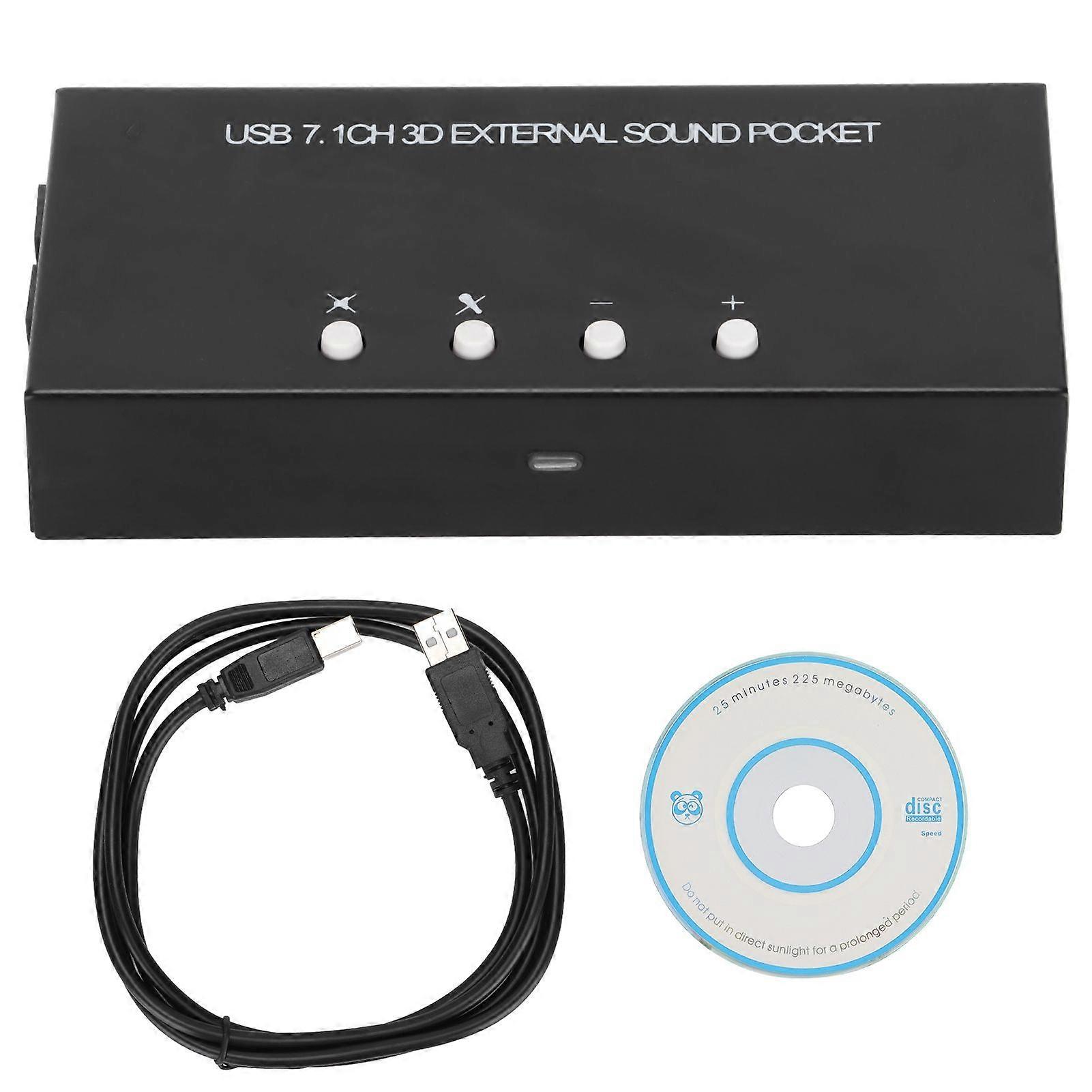 7.1 Channel Sound Card Surround Sound Dual Microphone Input Stereo External Sound Card for Computers