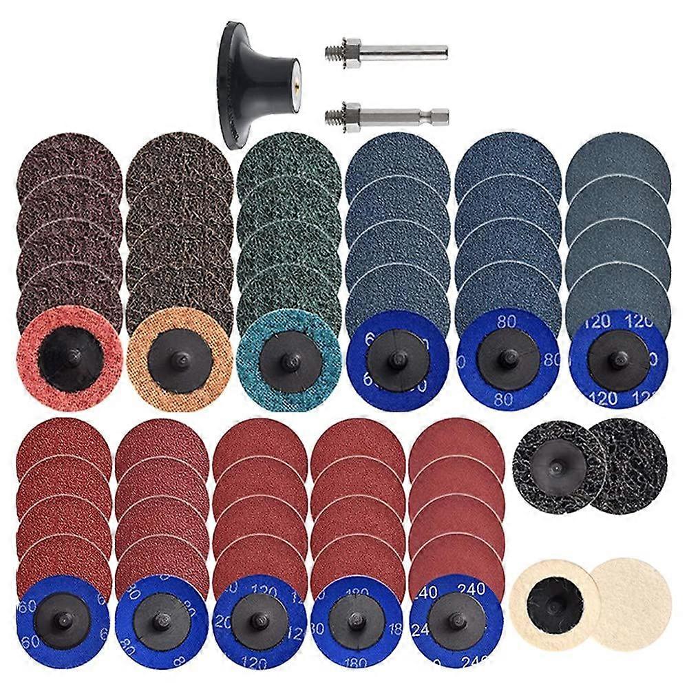 Sanding Discs 60Pcs 2Inch QuickChange With 1/4Inch Holders For Die Grinder Surface Conditioning