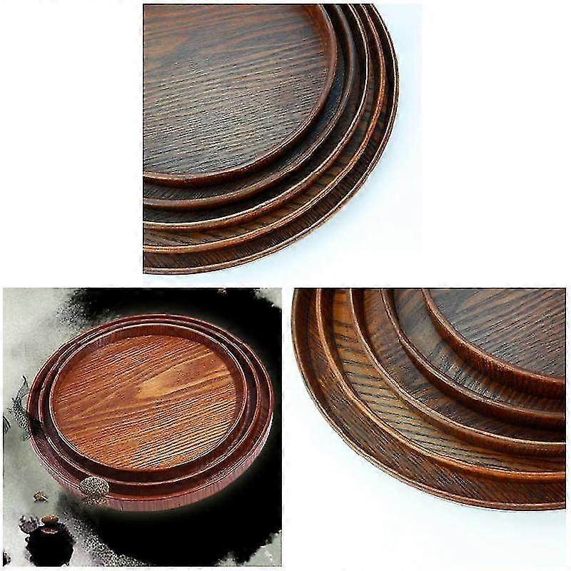 صينية شاي مستديرة من الخشب الصلب متين متعددة الوظائف لوجبات الوجبات الخفيفة