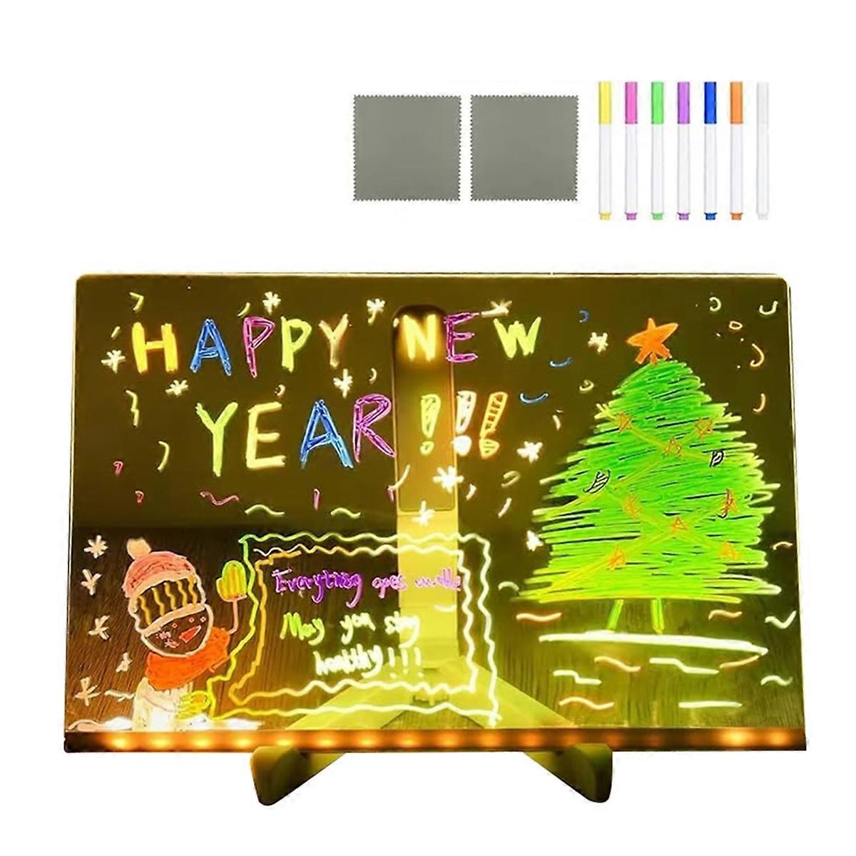 Acrylic LED Luminous Draw Board Toy LED Note Board for Kids Gift for Scratch Adjustable Erasable Letter Message Board