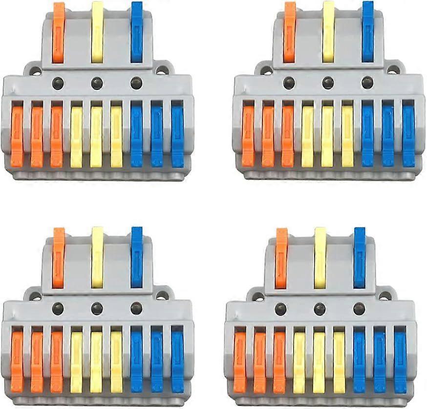4Pcs KV439 Lever-Nut Wire Connector Set, 3 in 9 out Conductor Compact Wire