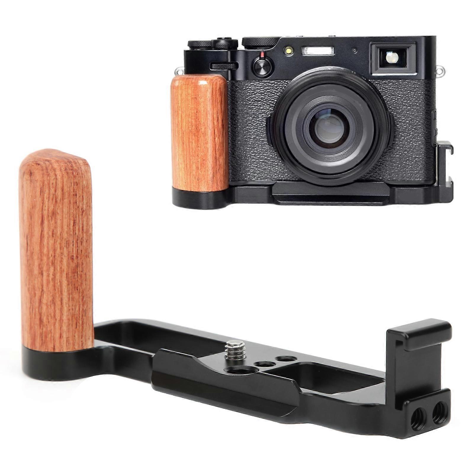 LShape Quick Release Plate Wood Handle with Cold Shoe 142x53x66mm