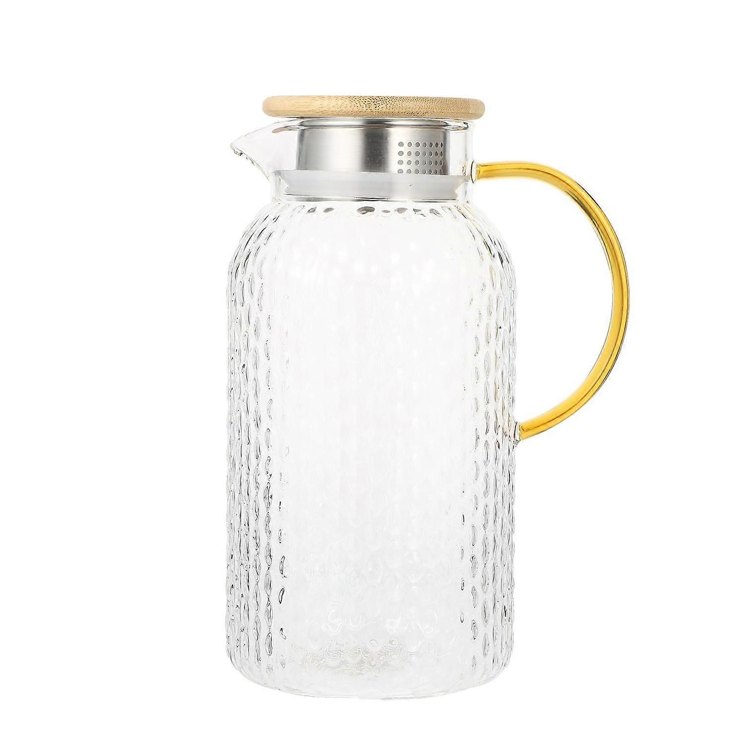 1Pc γυαλί pitcher εγχώρια θερμότητα ανθεκτική διαφανή καράφα νερού με το καπάκι|Pitchers