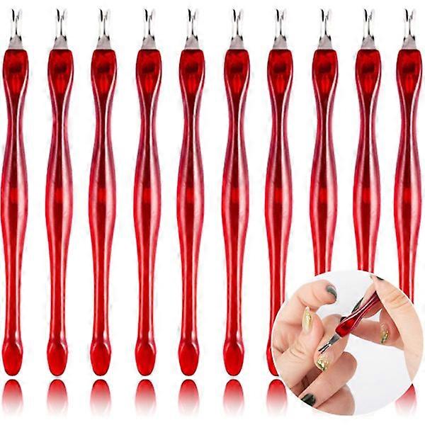 Red - Cuticle Fork, 10 pcs Cuticle Cutter with Stainle