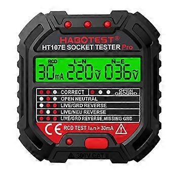 HABOTEST HT107 Pro Steckdosentester, Spannungstest, Steckdosendetektor, Erdungs-/Nullleitung, Stecker, Polarität, Phasenprüfung, UK-Stecker