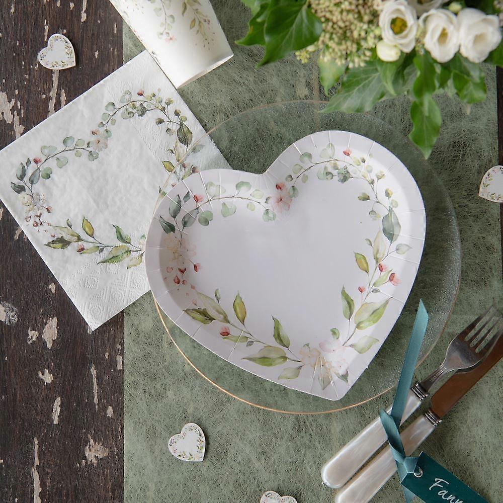 Heart Floral Paper Plates x10