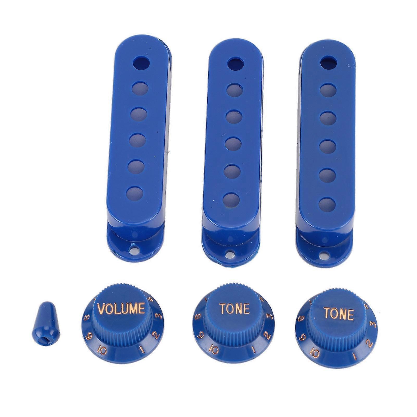3Pcs ABS Plastic SSS Single Coil Pickup Covers with Volume Knobs and Switch Tip for Electric Guitar