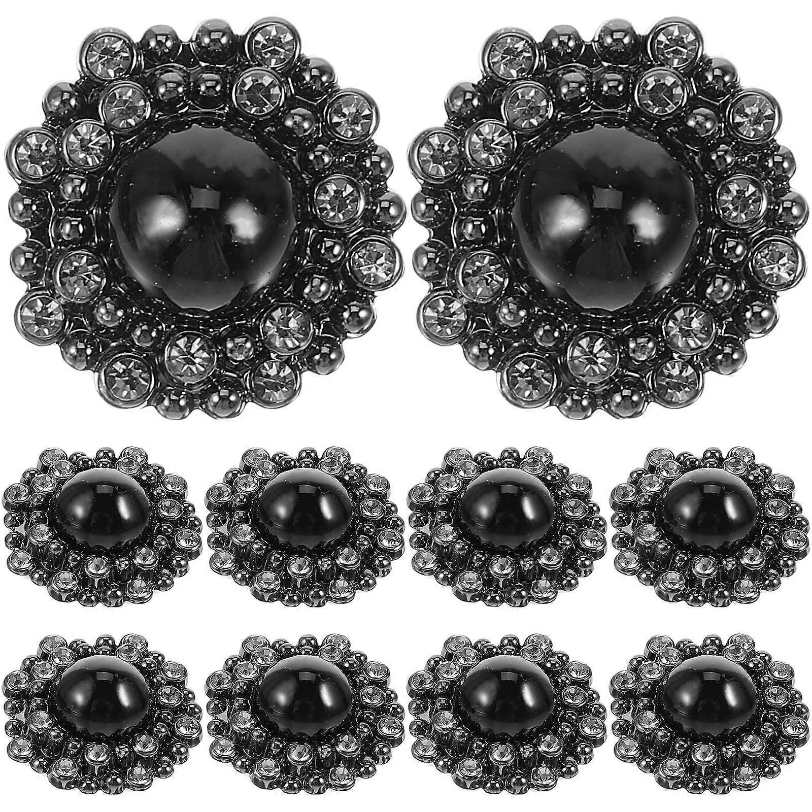 Black Clothes Buttons Round Button for Costume Decoration 10Pcs Set