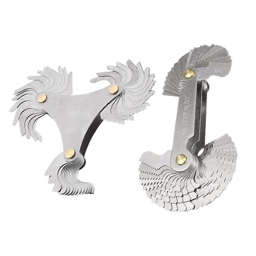 Thread Pitch Gauge Stainless Steel Measuring Tool for Measuring Use 2Sets