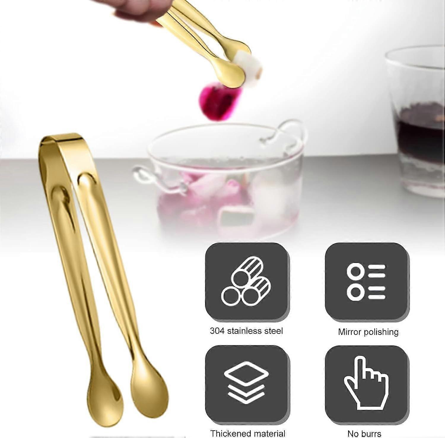 Serving Tongs 12Piece Set, Mini 4Inch Small Serving Utensils, Gold Color For Tea Party And Coffee Bar