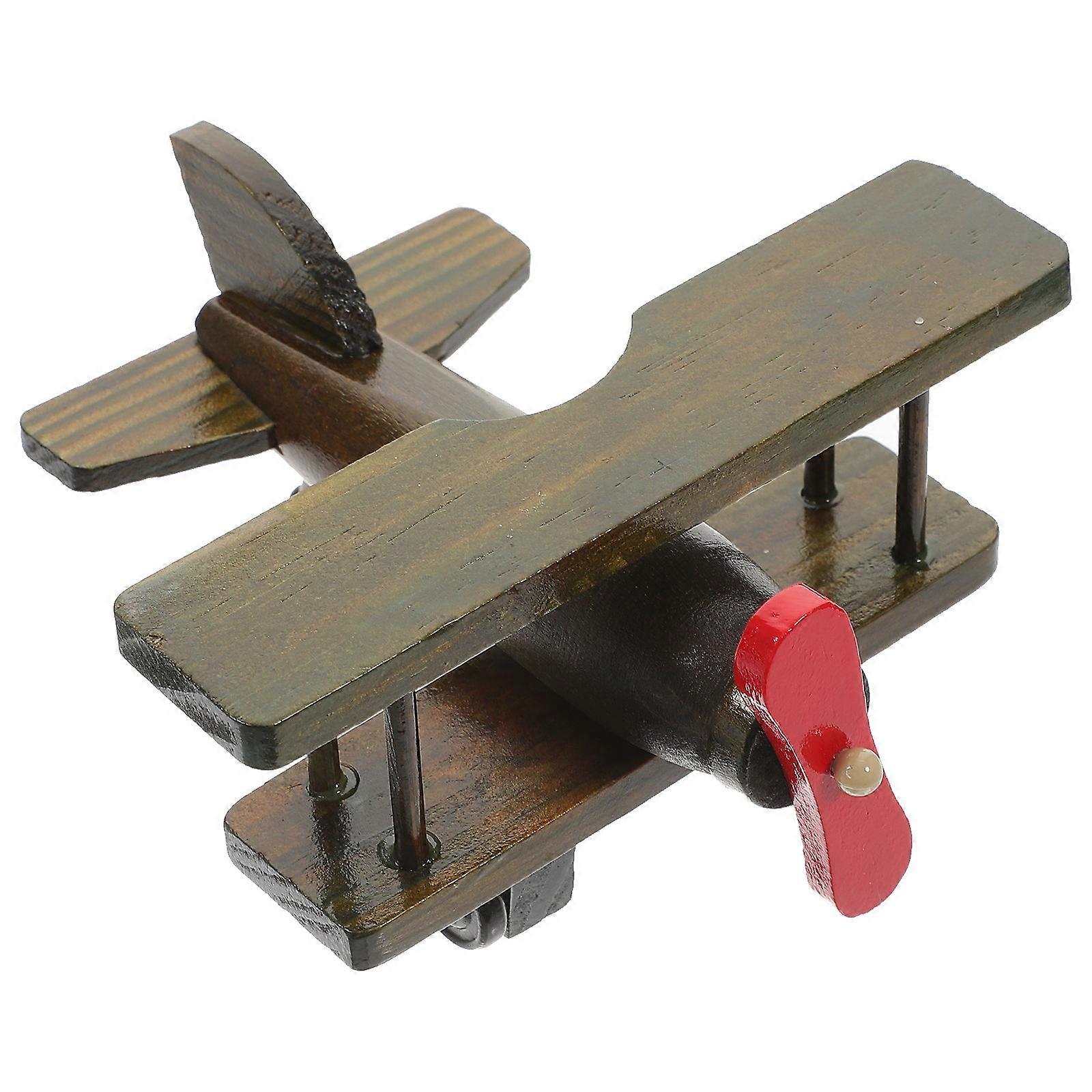 Wooden Plane Airplane Model for Playing Vintage Dark Brown Toy