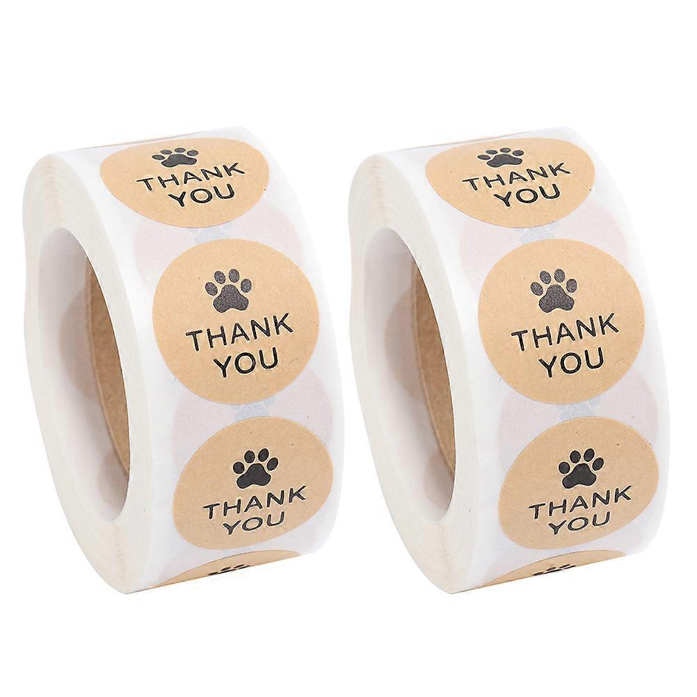 Thank You Stickers Kraft Paper Roll Stickers for Decoration 2 Rolls