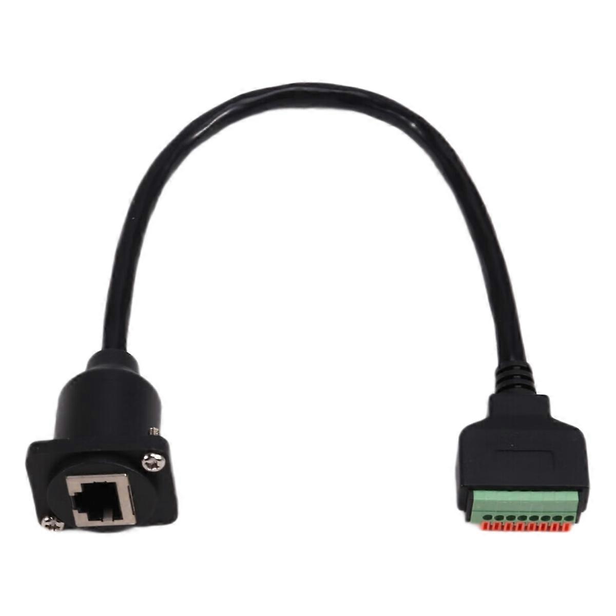 D Type RJ45 8P8C Female Panel Mount to Solderless Terminal Block Cable RJ45 Ethernet to Spring Terminal Cable