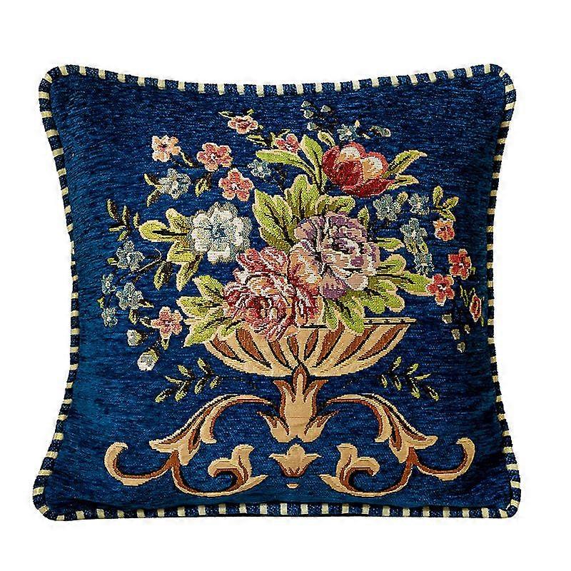 2PCSChenille jacquard vintage embroidery pillowcase