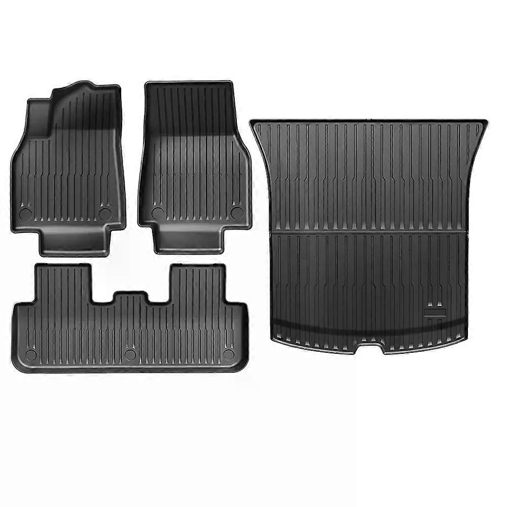For New Tesla Model Y Launch 2025+ Juniper 2025+ TPE Floor Mats & Cargo Liner, All Weather Trunk Mats Floor Liner Backrest Mats