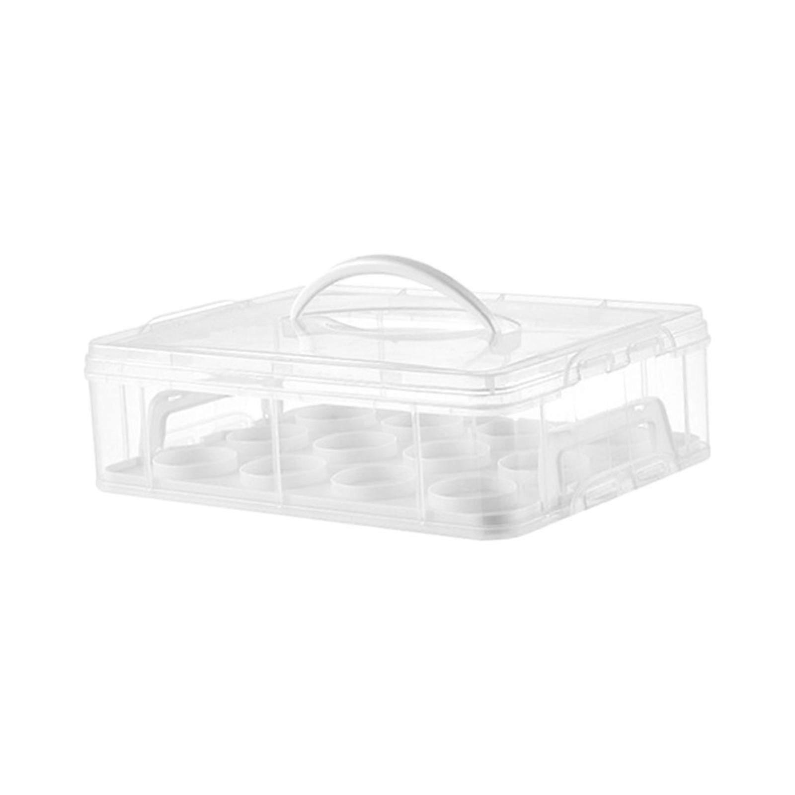 TISHITA Cupcake Carrier Cupcake Box, Portable with Handle with Lid, Cupcake Keeper Reusable for Pies Cheesecakes Pastry Muffin Cookie White