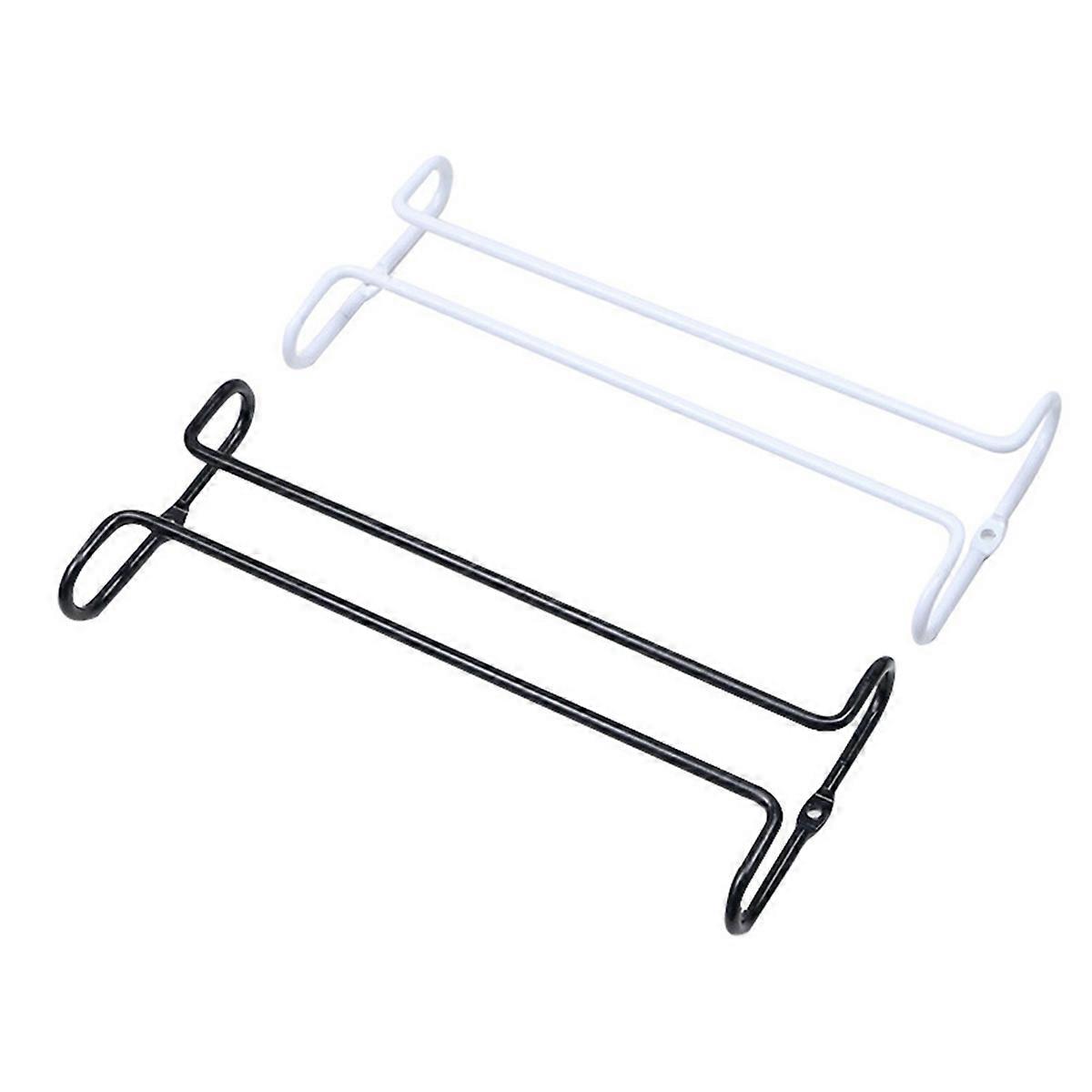 2Pcs Adjustable Wine Glass Rack Under Cabinet, Punch-Free 3 Rows Stemware Holder