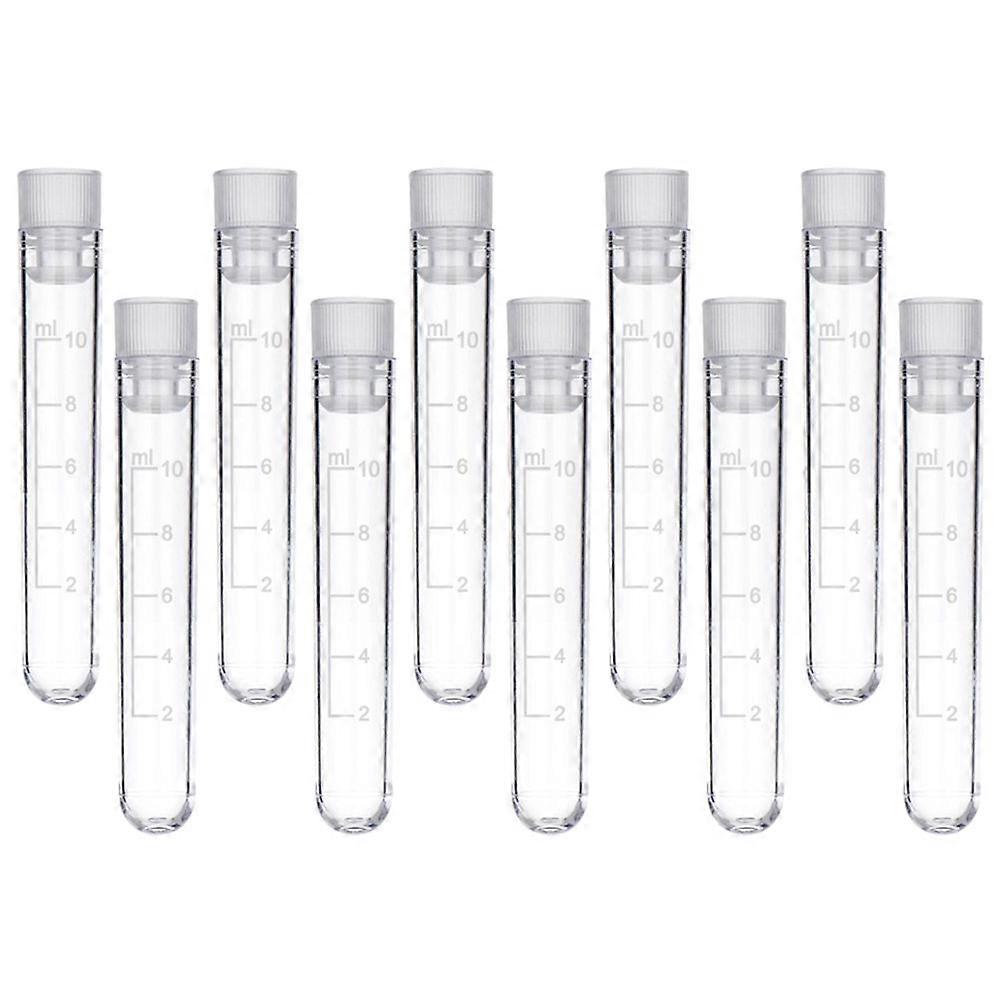Plastic Test Tubes with Stoppers 10ml for Laboratory 50Pcs Pack