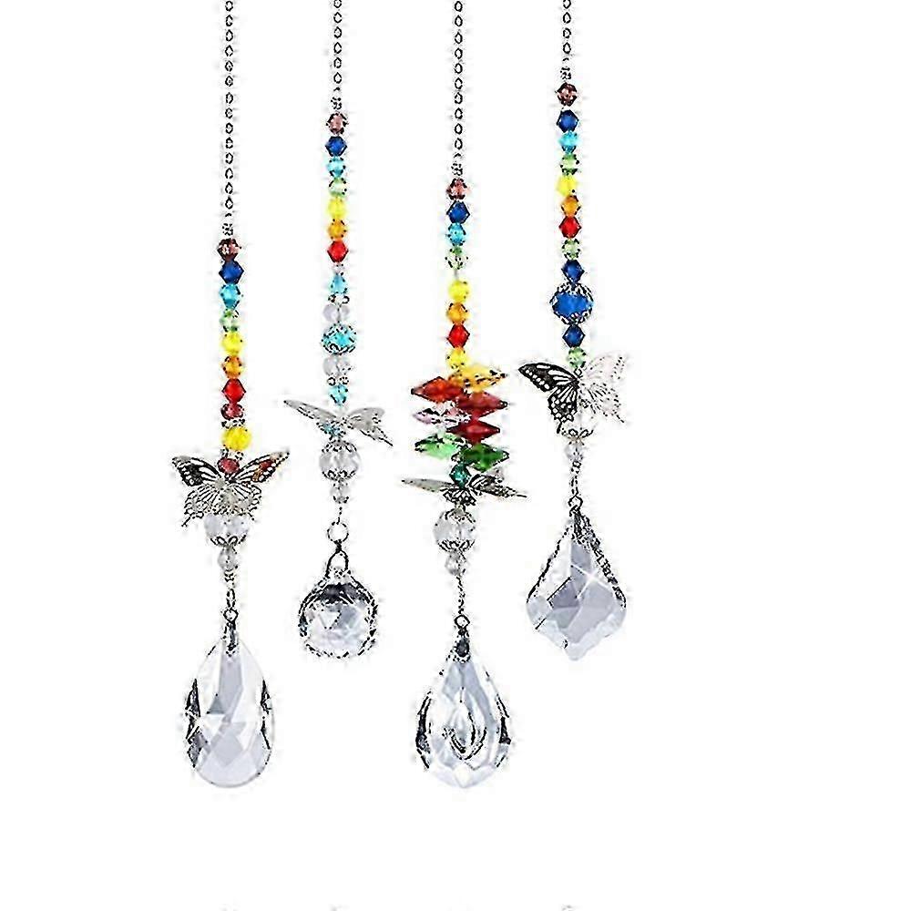 Glass Rainbow Ornt Chakra Hanging Suncatcher Ow 4pcs
