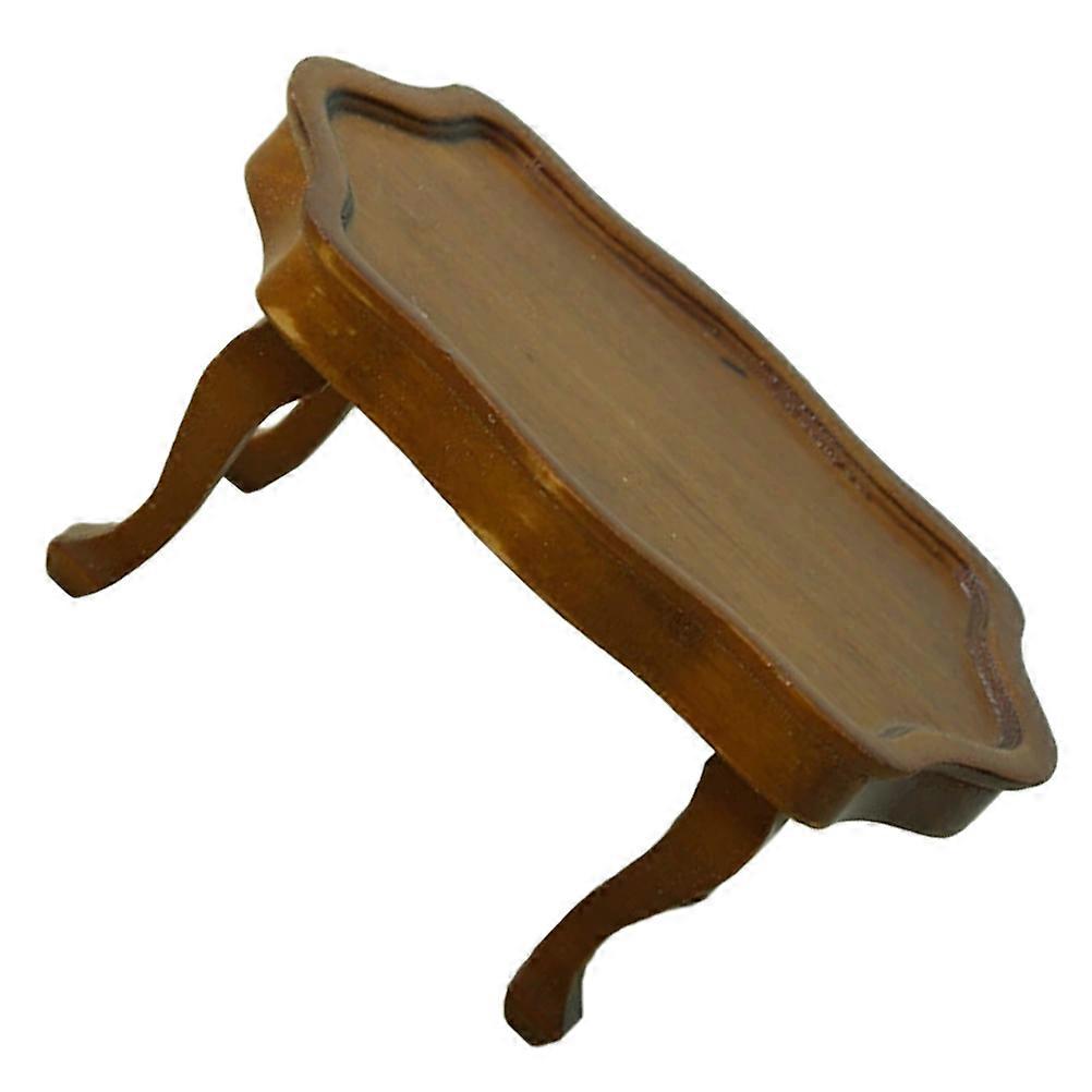 Miniature Coffee Table Dollhouse Decor Space-Saving Stylish Round Coffee Table Made of Wood 1Pcs