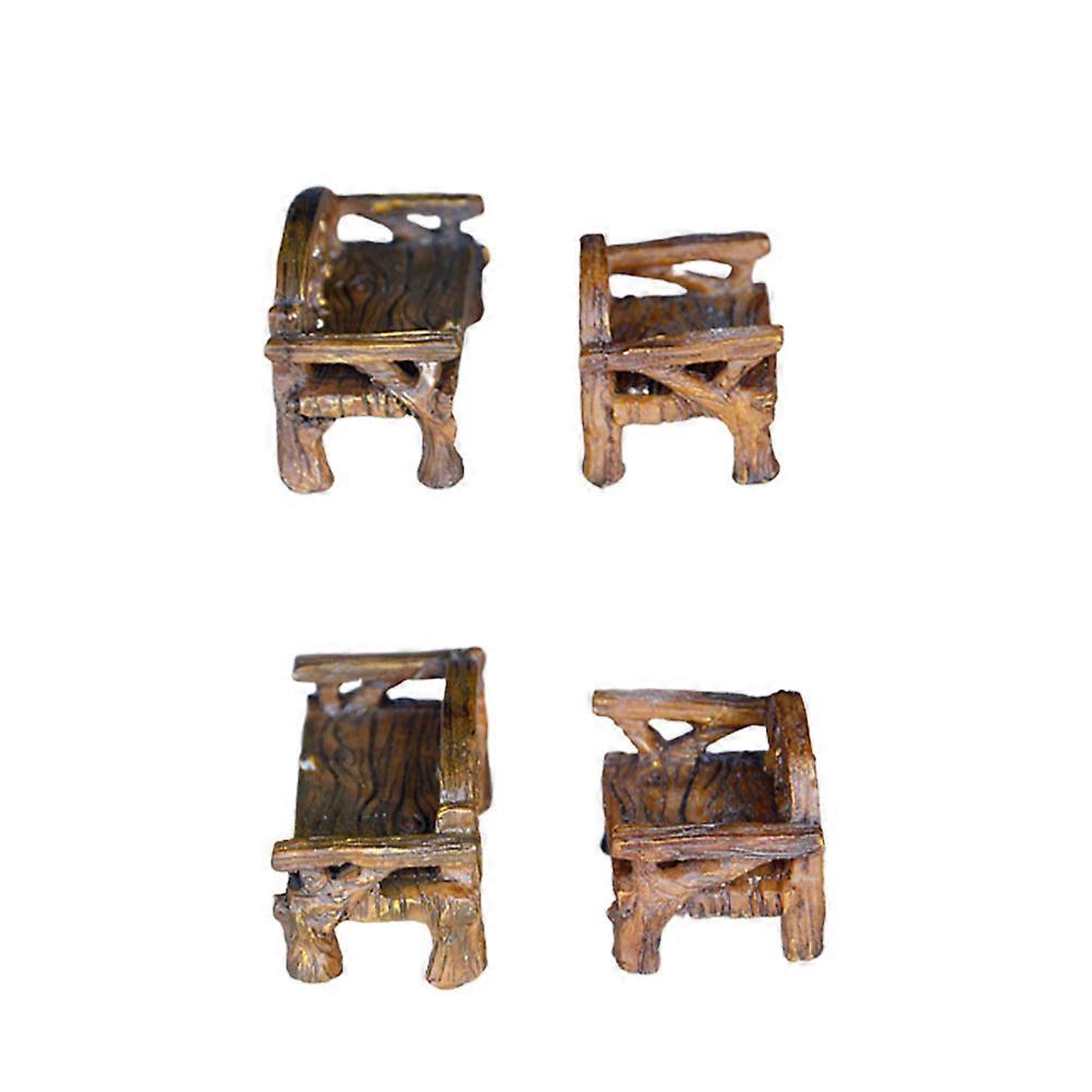 Mini Resin Chair Miniature Bench for Garden Decor 8Pcs Resin Stool Decorations
