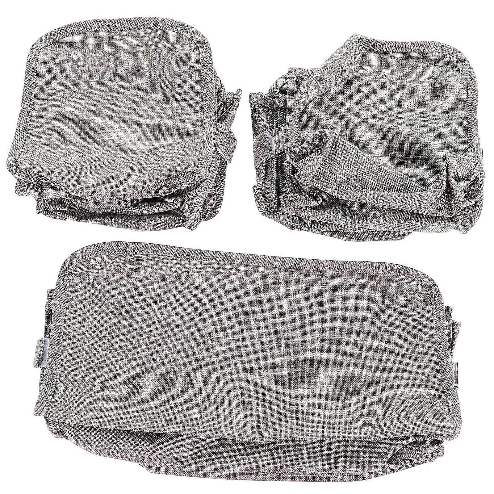 Underwear Storage Box Fabric Organizer for Drawer Use 3Pcs Grey Cases