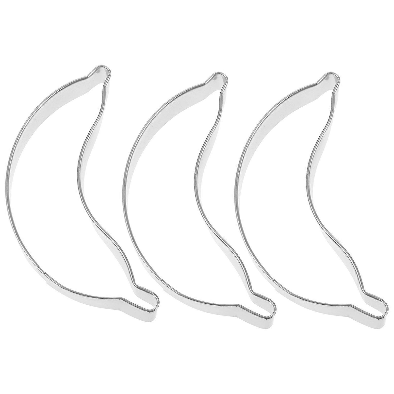 Silver Banana Shape Biscuit Mold Food Cutting Shape Preservation Professional Cake Shop Use 3 Pcs