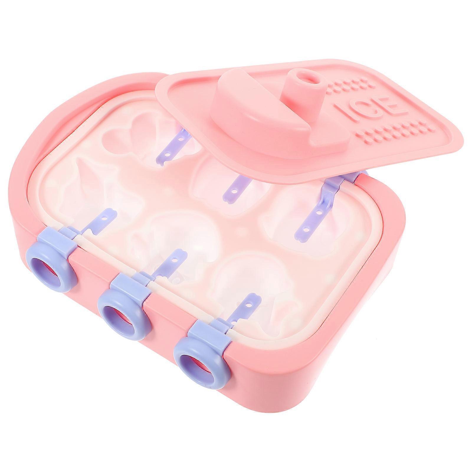 Ice Lollipops Mold for DIY Use with 5Pcs Pink Silicone Ice Cream Mold