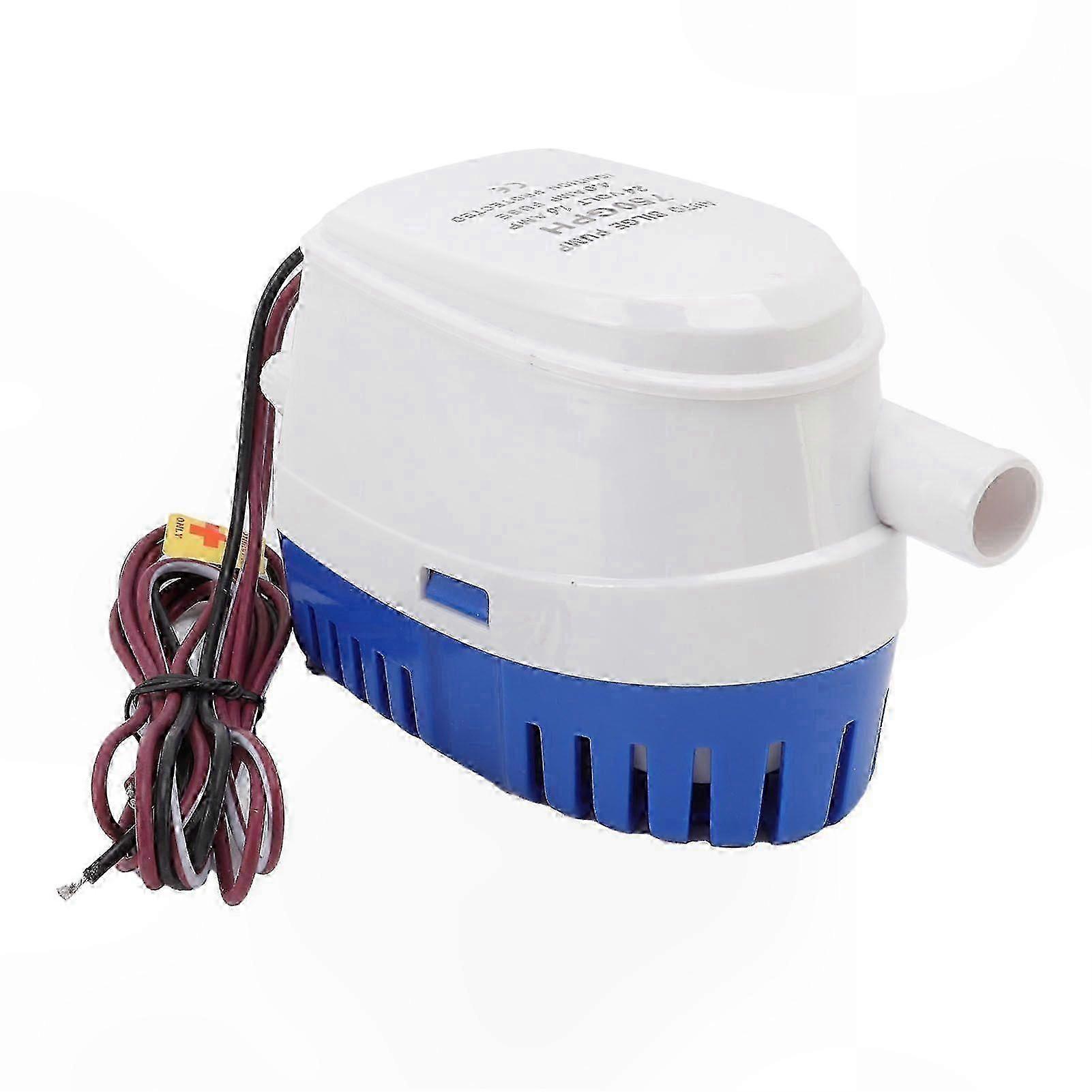 DC Submersible Pump with Float Switch, Mini Multifunctional 24V 1.6A Auto Bilge Pump, Impact Resistant, 4A Fuse Included