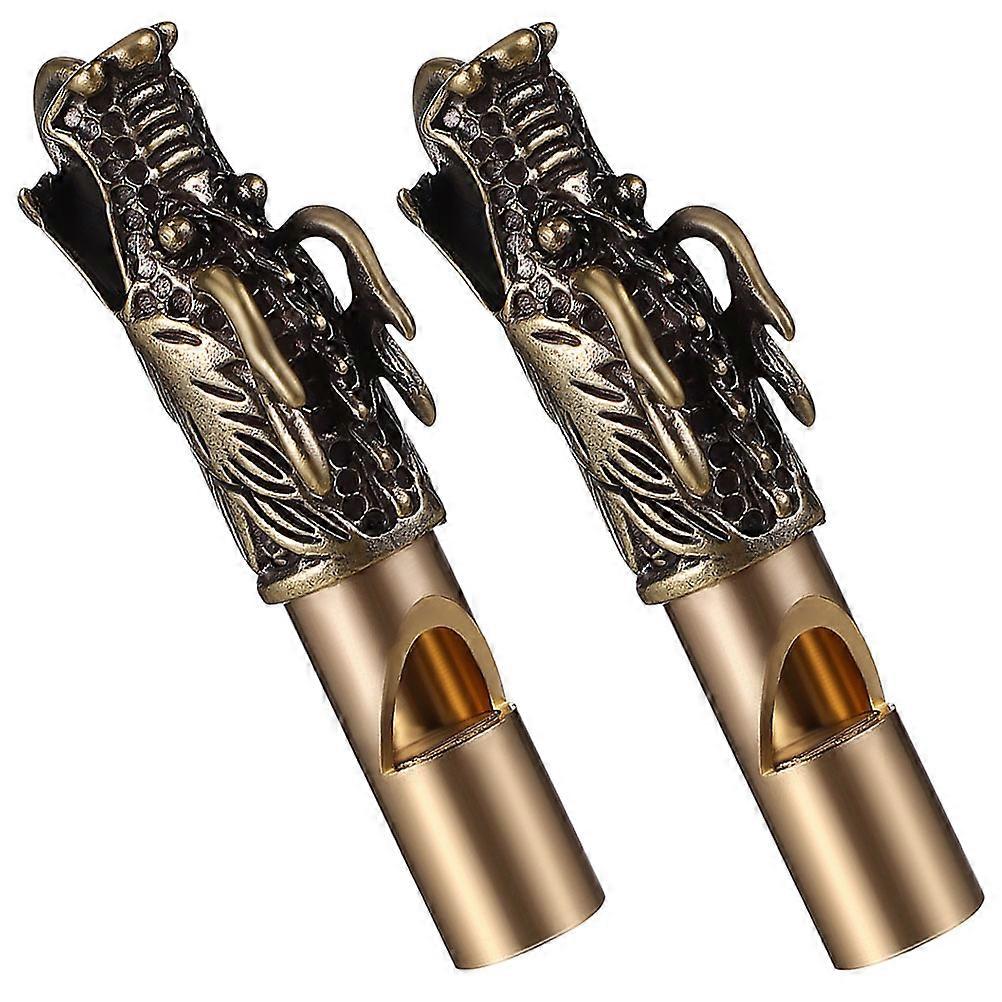Dragon Head Brass Whistle for Camping Survival with 6Pcs Keychain