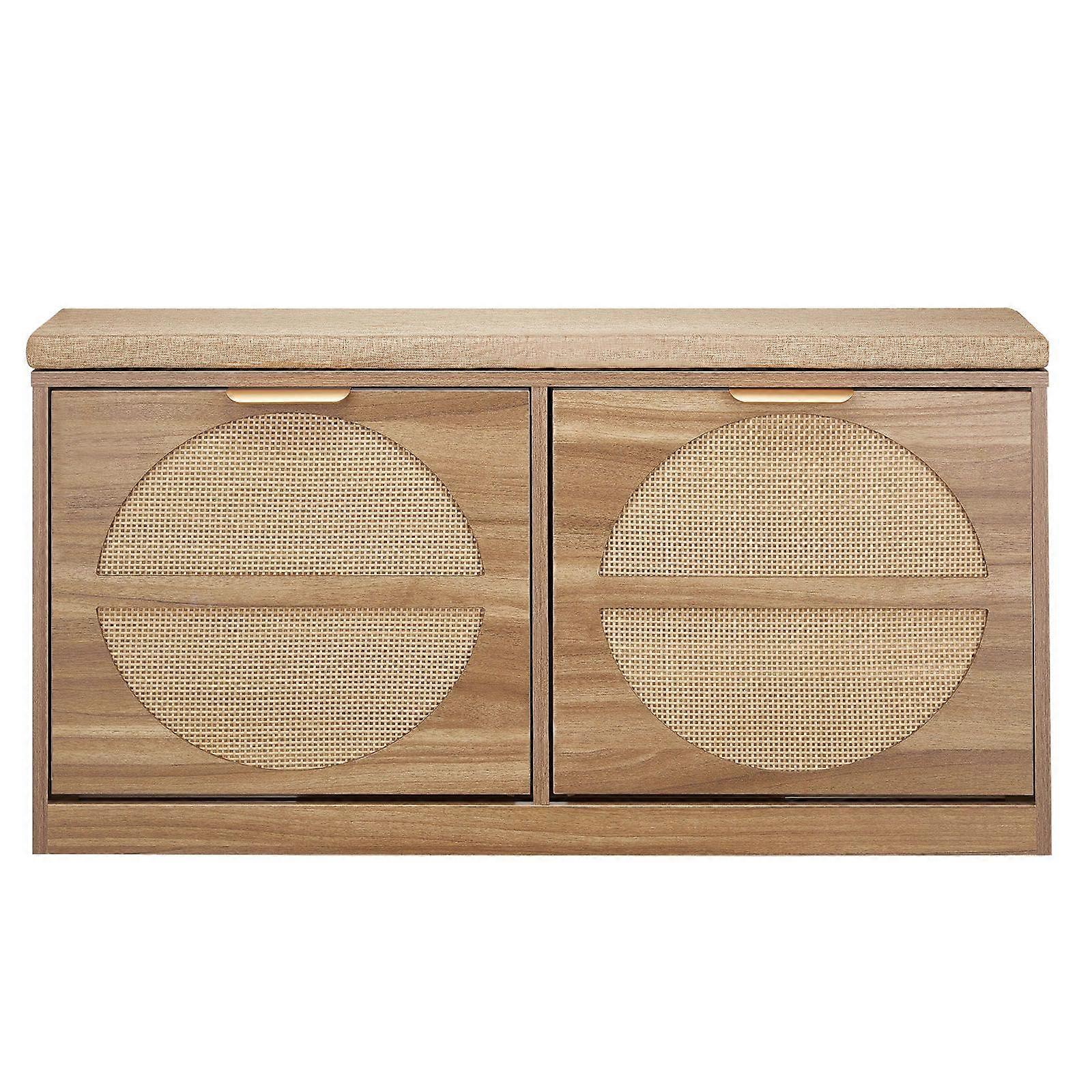 Πάγκος παπουτσιών εισόδου, πάγκος παπουτσιών από μπαμπού 988 x 240 x 500 mm με αναδιπλούμενα συρτάρια, ράφι αποθήκευσης παπουτσιών 440 λίβρες