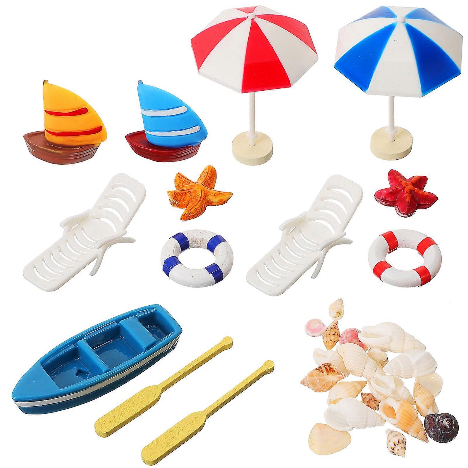 Beach Style Mini Ornament for Decor 4Sets Mini House Accessories