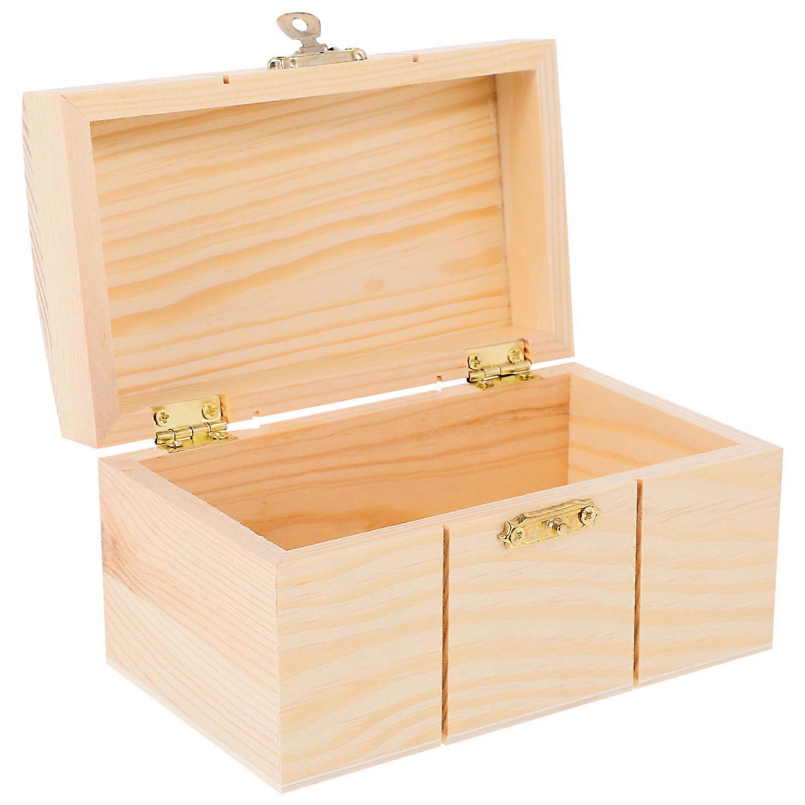 Wood Jewelry Box for Storage Use 2Pcs Beige Rectangular Storage Boxes