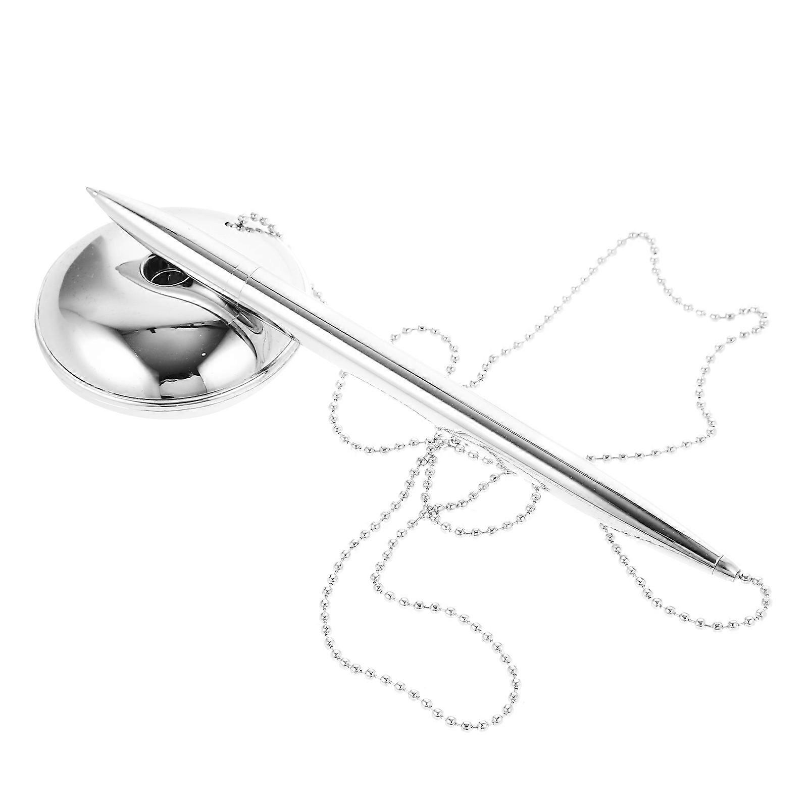 Silver Desktop Ballpoint Pen for Writing Use 2Pcs Vertical Standing Design