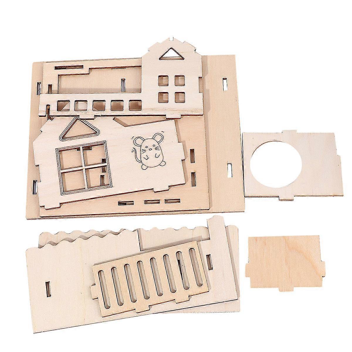 Pet House Wooden Cabin for Hamster Nesting and Chewing