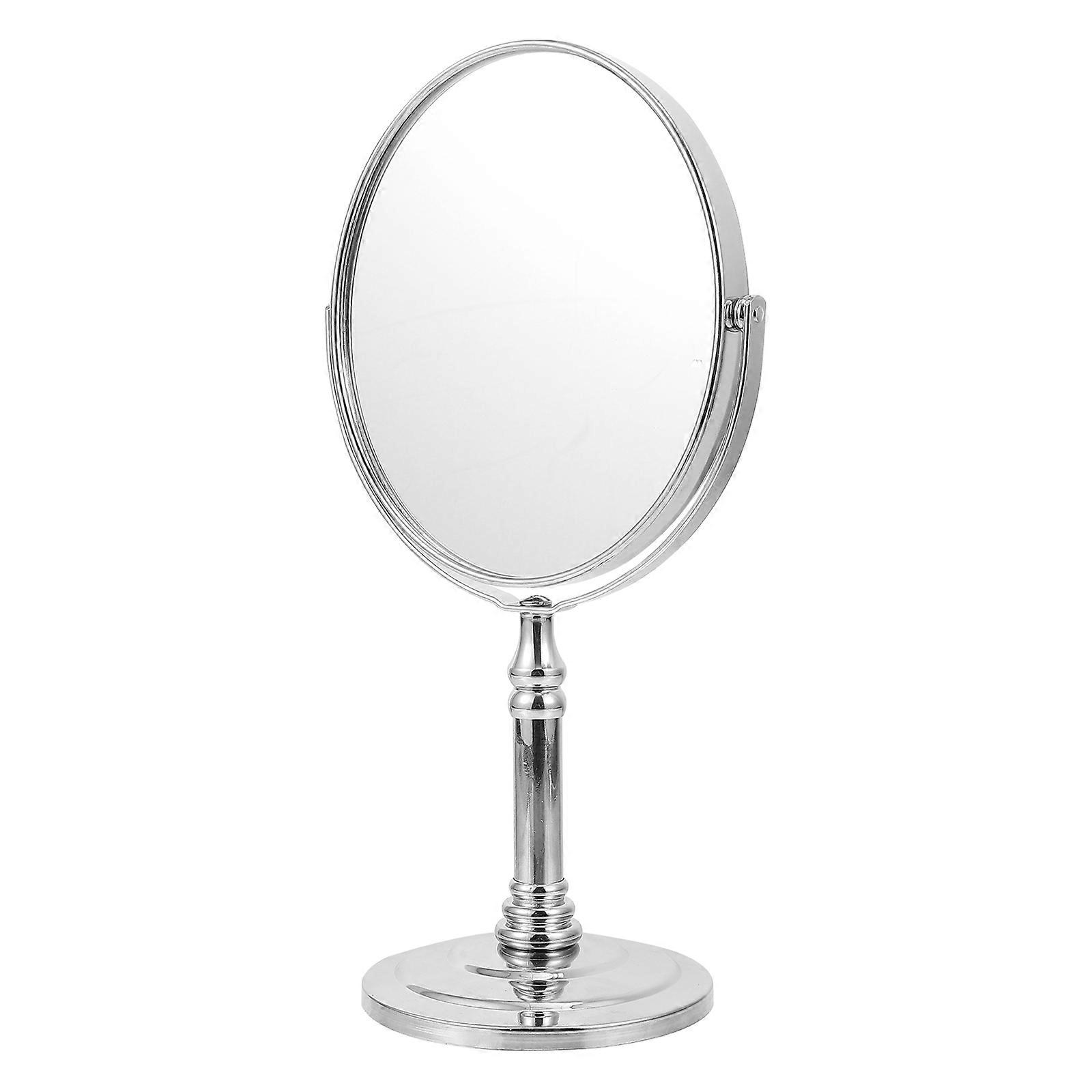 Metal Makeup Mirror Desktop Swivel Mirror for Home Use 2Pcs Silver
